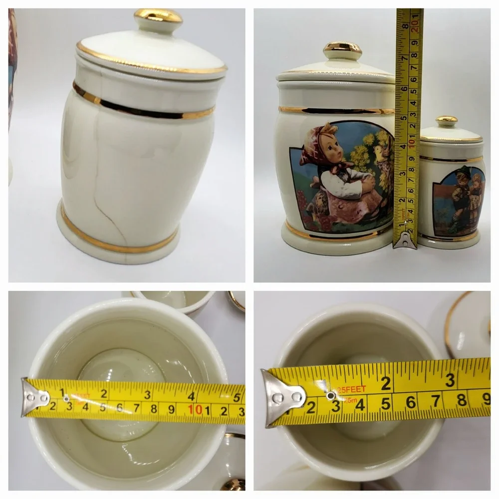 MJ Hummel Danbury Mint Canister Set Little Goat Herder In Tune Timid Sister 3pc